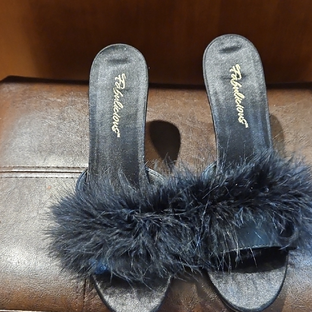 Fashion Nova Black Furry Mules